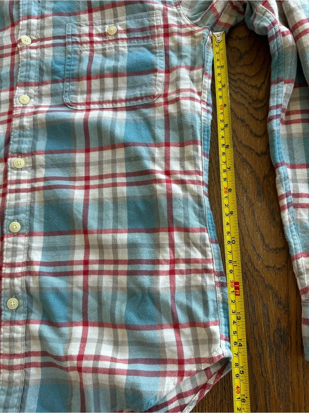 J.Crew Slim Fit Plaid Flannel Shirt Blue Red Cream Mens Unisex Medium Vintage